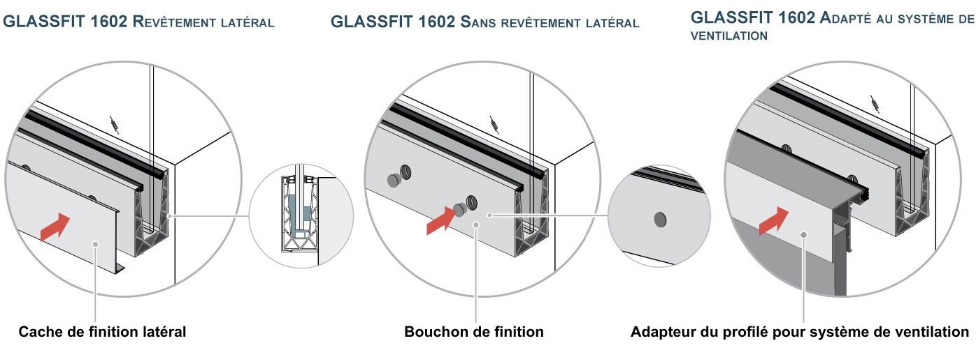 Schéma d'installation des éléments de finition - garde corps terrasse GLASSFIT 1602